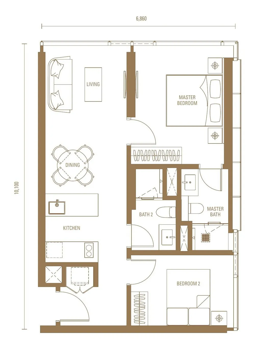 J3 2 Bedrooms floor plan