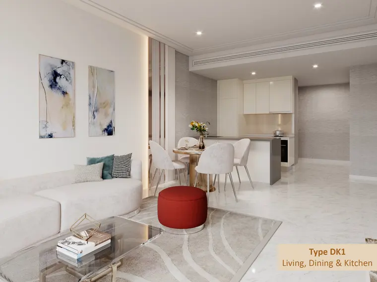 Type DK1 living, dining, and kitchen