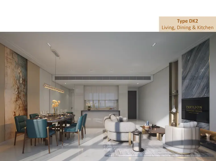 Type DK2 living, dining, and kitchen