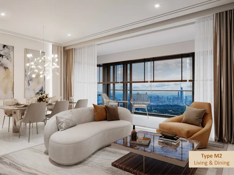Type M2 living and dining with city view